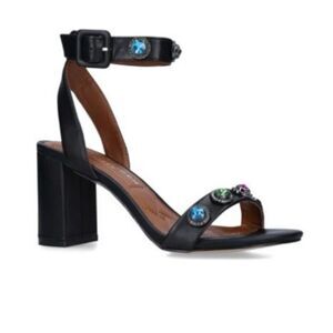 Kurt Geiger London Octavia Black Leather colorful Jeweled Block heel 7